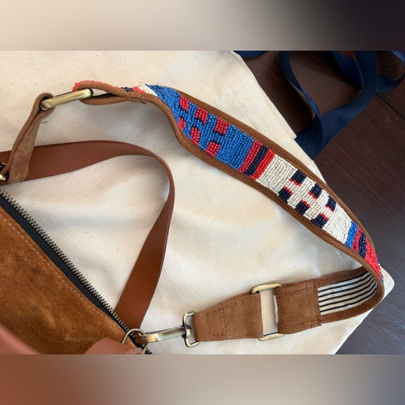 Parker Thatch Charlie Suede Top-Handle Tote Bag in Caramel Brown - Picture 8 of 16